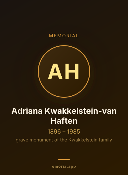 Memorial portrait of Adriana Kwakkelstein-van Haften