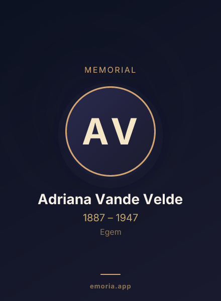Memorial portrait of Adriana Vande Velde