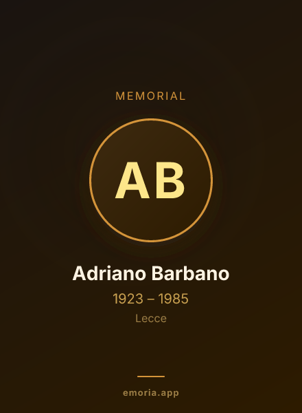 Memorial portrait of Adriano Barbano