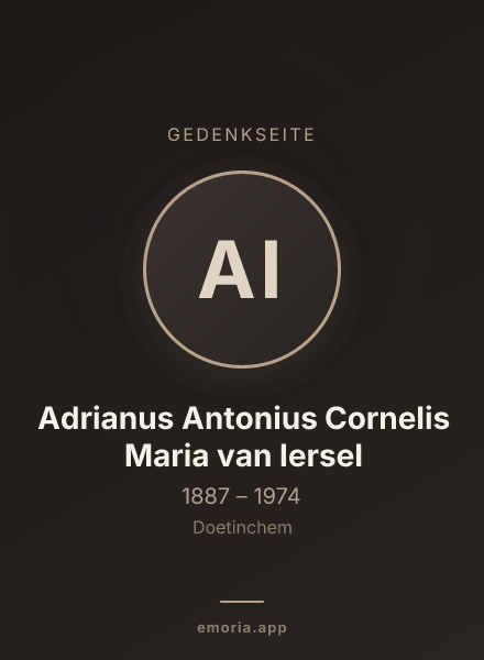 Gedenkportrait von Adrianus Antonius Cornelis Maria van Iersel