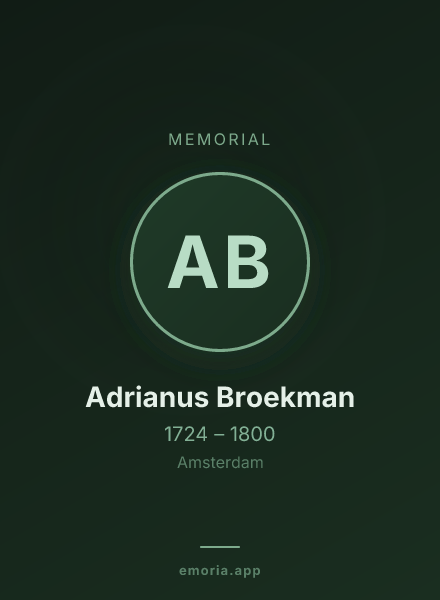 Memorial portrait of Adrianus Broekman