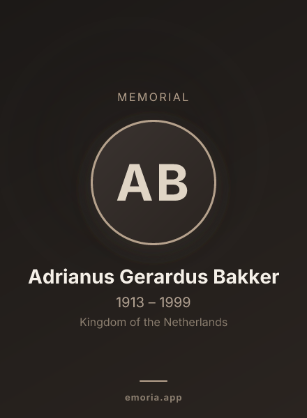 Memorial portrait of Adrianus Gerardus Bakker