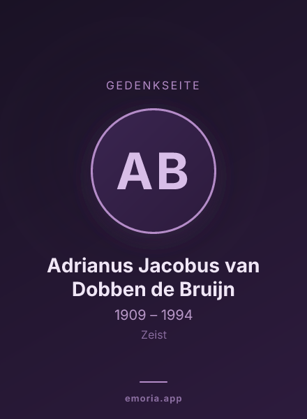 Gedenkportrait von Adrianus Jacobus van Dobben de Bruijn