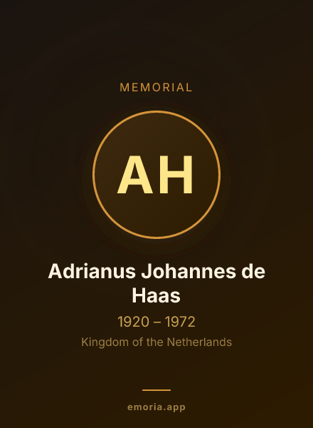 Memorial portrait of Adrianus Johannes de Haas