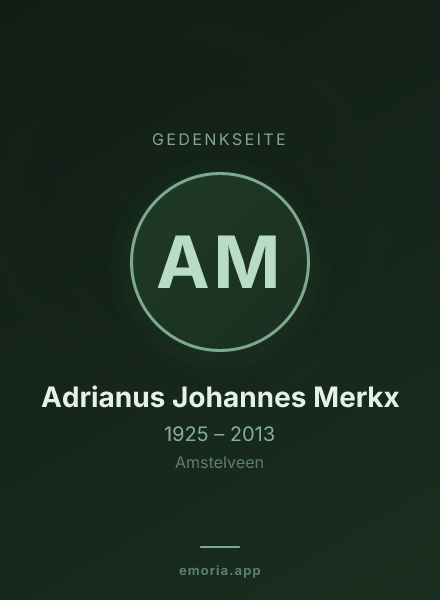 Gedenkportrait von Adrianus Johannes Merkx