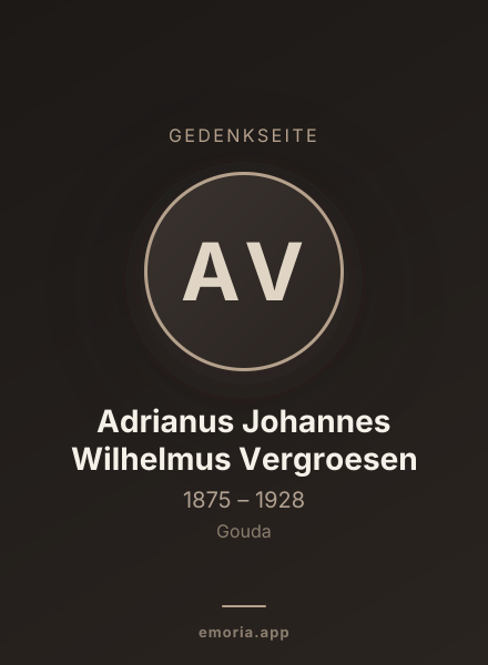 Gedenkportrait von Adrianus Johannes Wilhelmus Vergroesen