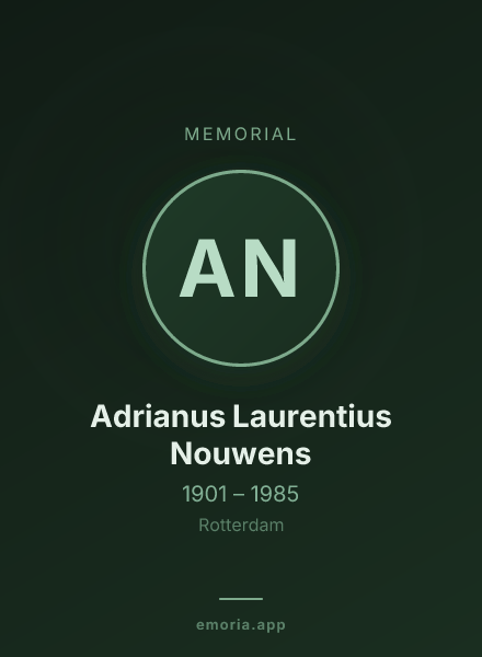 Memorial portrait of Adrianus Laurentius Nouwens