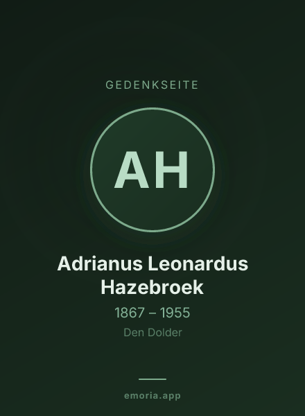 Gedenkportrait von Adrianus Leonardus Hazebroek