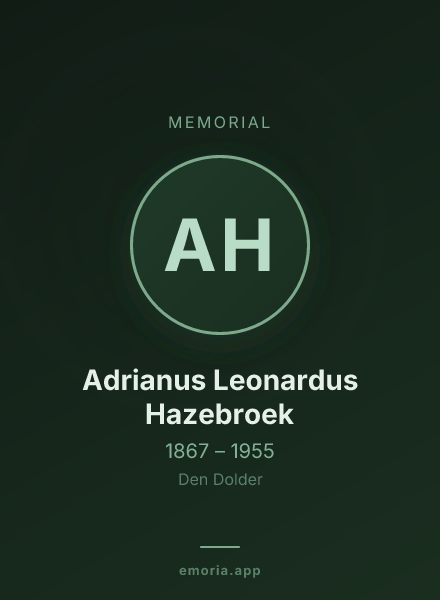 Memorial portrait of Adrianus Leonardus Hazebroek