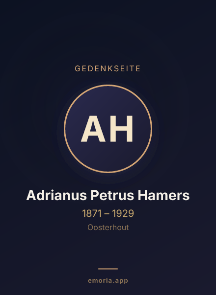 Gedenkportrait von Adrianus Petrus Hamers