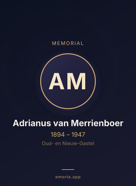 Memorial portrait of Adrianus van Merrienboer