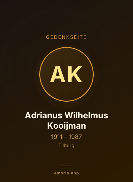 Gedenkportrait von Adrianus Wilhelmus Kooijman