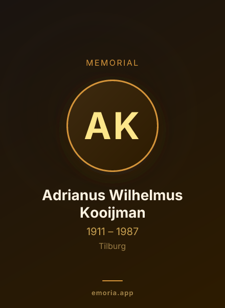 Memorial portrait of Adrianus Wilhelmus Kooijman