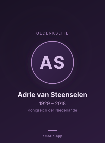 Gedenkportrait von Adrie van Steenselen