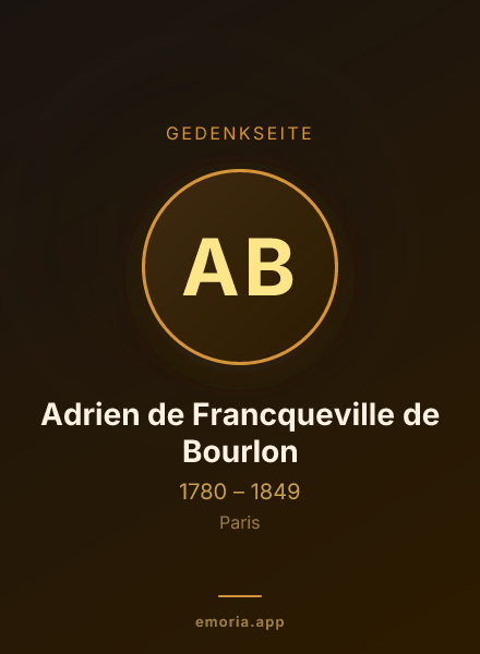 Gedenkportrait von Adrien de Francqueville de Bourlon