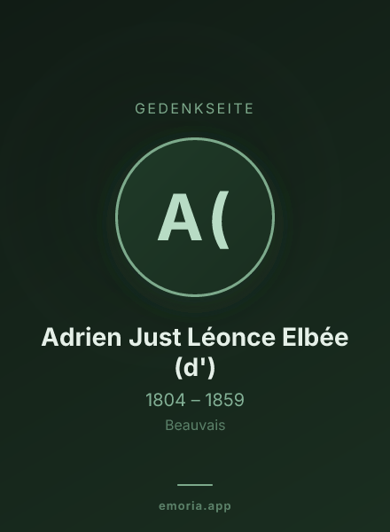 Gedenkportrait von Adrien Just Léonce Elbée (d')