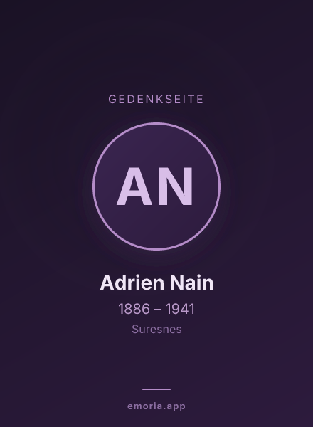 Gedenkportrait von Adrien Nain