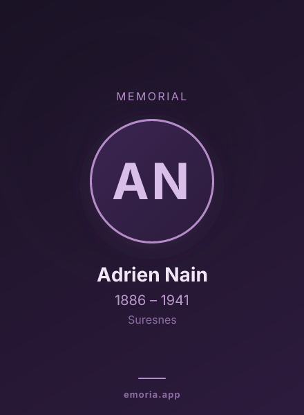 Memorial portrait of Adrien Nain