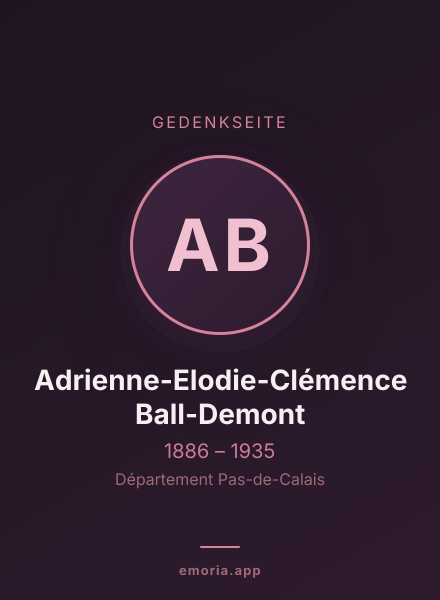 Gedenkportrait von Adrienne-Elodie-Clémence Ball-Demont