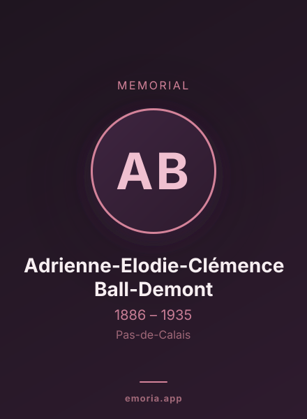 Memorial portrait of Adrienne-Elodie-Clémence Ball-Demont