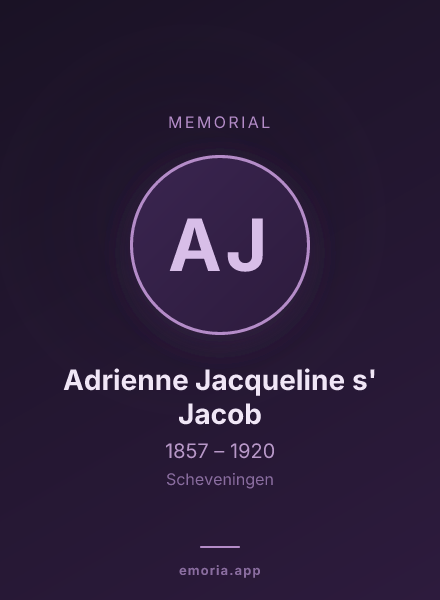 Memorial portrait of Adrienne Jacqueline s' Jacob