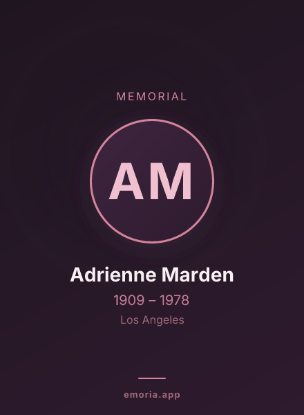 Memorial portrait of Adrienne Marden