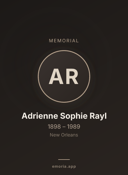 Memorial portrait of Adrienne Sophie Rayl