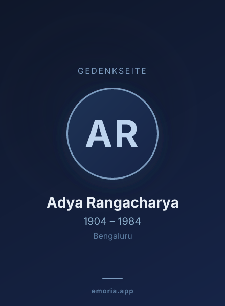 Gedenkportrait von Adya Rangacharya