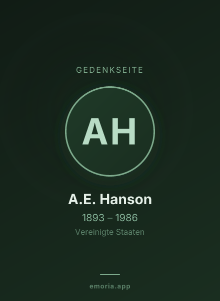 Gedenkportrait von A.E. Hanson