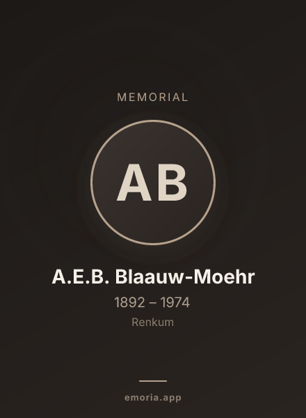 Memorial portrait of A.E.B. Blaauw-Moehr