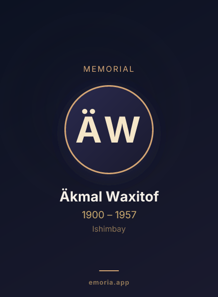 Memorial portrait of Äkmal Waxitof