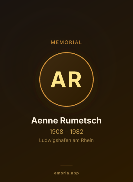 Memorial portrait of Aenne Rumetsch