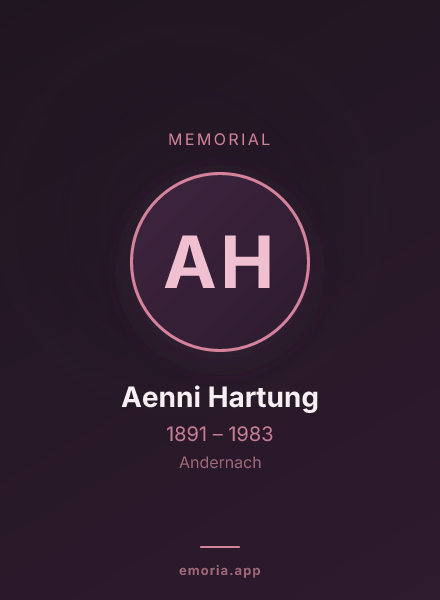 Memorial portrait of Aenni Hartung