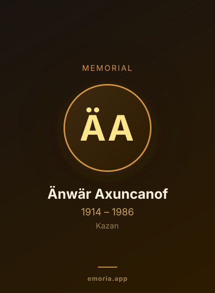 Memorial portrait of Änwär Axuncanof