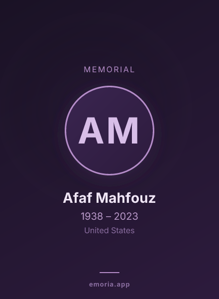 Memorial portrait of Afaf Mahfouz