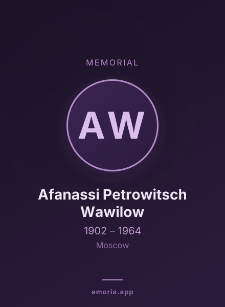 Memorial portrait of Afanassi Petrowitsch Wawilow