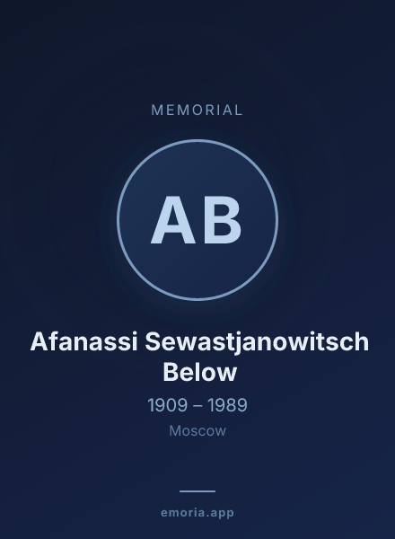 Memorial portrait of Afanassi Sewastjanowitsch Below