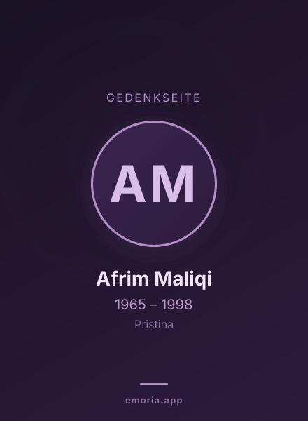 Gedenkportrait von Afrim Maliqi