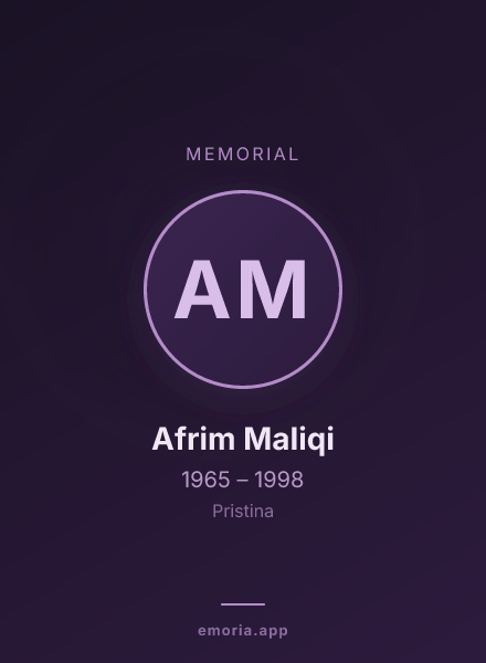 Memorial portrait of Afrim Maliqi