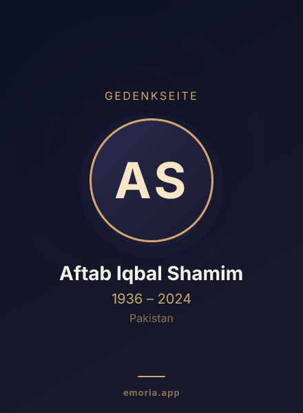 Gedenkportrait von Aftab Iqbal Shamim