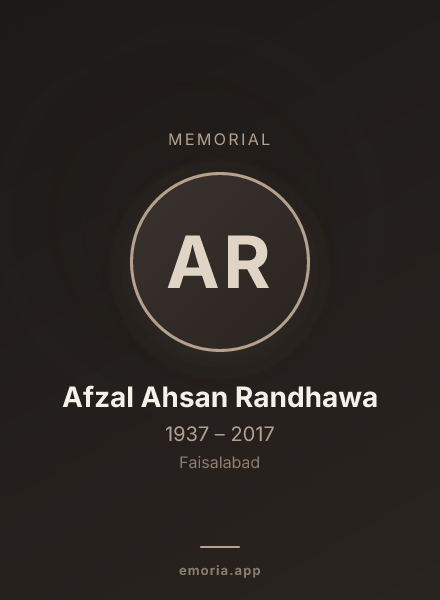 Memorial portrait of Afzal Ahsan Randhawa