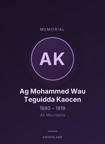 Memorial portrait of Ag Mohammed Wau Teguidda Kaocen