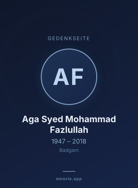 Gedenkportrait von Aga Syed Mohammad Fazlullah