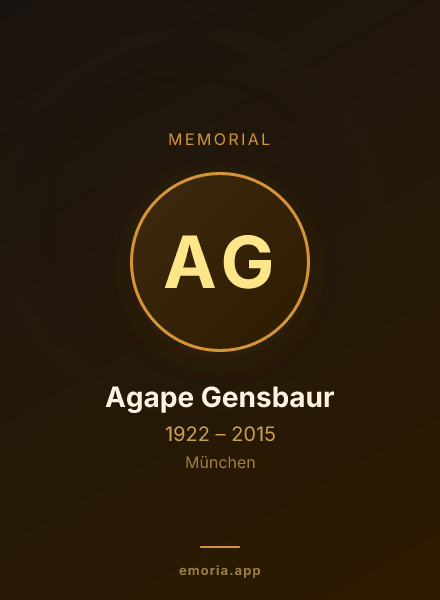 Memorial portrait of Agape Gensbaur