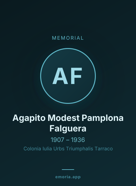 Memorial portrait of Agapito Modest Pamplona Falguera