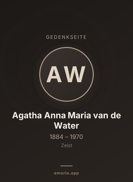 Gedenkportrait von Agatha Anna Maria van de Water