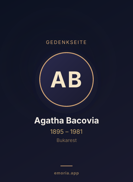 Gedenkportrait von Agatha Bacovia