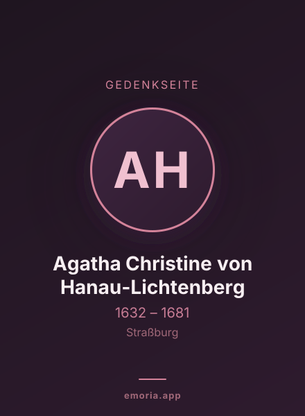 Gedenkportrait von Agatha Christine von Hanau-Lichtenberg