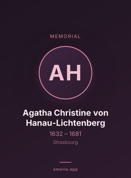 Memorial portrait of Agatha Christine von Hanau-Lichtenberg