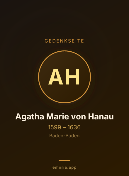 Gedenkportrait von Agatha Marie von Hanau